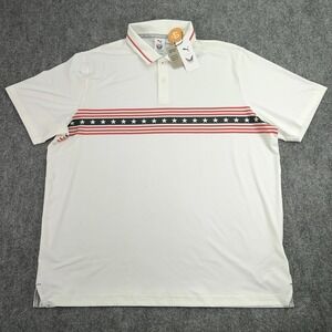 PUMA Polo Shirt Mens XL White Ski Patrol Red Volition Freedom Stripe Golf NWT